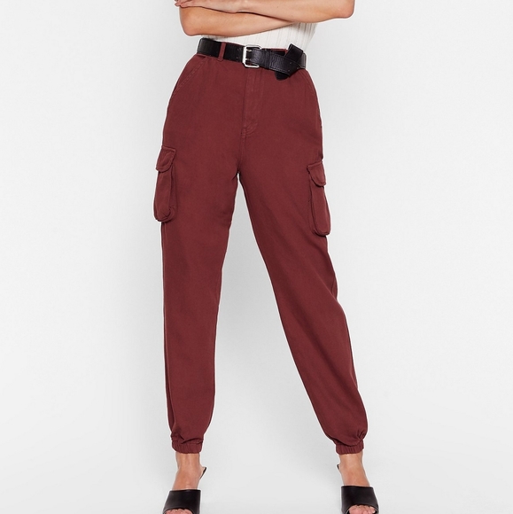 Nasty Gal Denim - Nasty Gal Maroon Cargo Jeans
